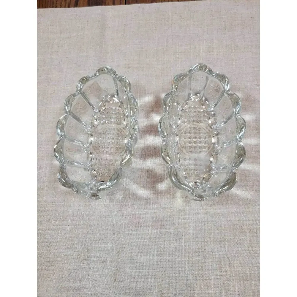 Vintage Princess House Crystal Spoon Fork Holders Ribbed 438 Buffet Utensil Rest